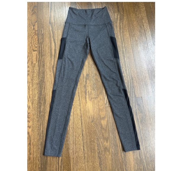 Beyond Yoga Pants - Beyond Yoga Womens Gray Heather Mesh Panel Side Pocket Leggings Size S Small (5)